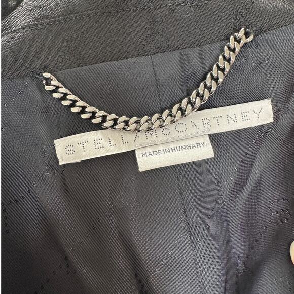 Stella McCartney Black Wool Embossed Double Breasted Button Blazer 46 / L - Picture 9 of 15